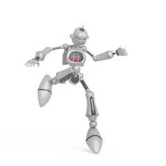 funny robot cartoon is landing