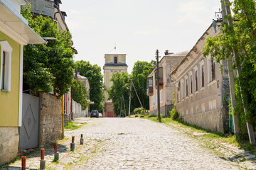 Old street in Kamianets-Podilskyi, Ukraine.
