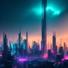 futuristic cyberpunk city abstract background Cinematic generative ai illustration art