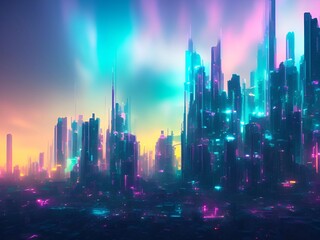 Fototapeta premium futuristic cyberpunk city abstract background Cinematic generative ai illustration art