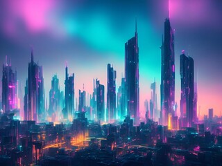 Obraz premium futuristic cyberpunk city abstract background Cinematic generative ai illustration art