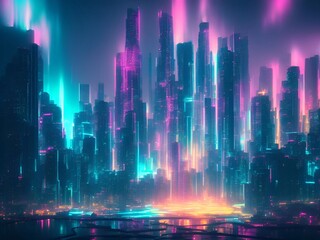 futuristic cyberpunk city abstract background Cinematic generative ai illustration art