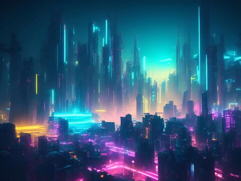 Cyberpunk Streets Illustration, Futuristic City, Dystoptic Artwork At  Night, 4k Wallpaper. Stock Photo, Picture and Royalty Free Image. Image  191177049.