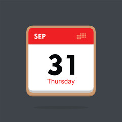 thursday 31 september icon with black background, calender icon