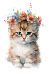little kitten with flowers