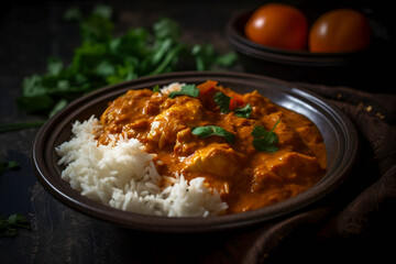 Flavorful Indian curry dish. AI Generated