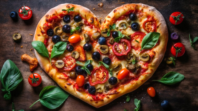 A pizza with a heart. AI Generated