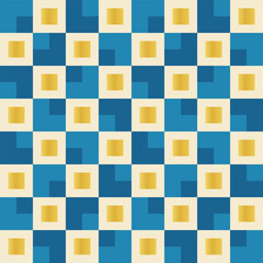 Squares in the squares gold blue beige MS
