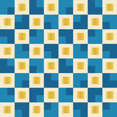 Squares in the squares gold blue beige MS
