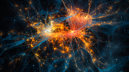 Brainwaves in Motion.  Active Neuronal Network.  AI Generated