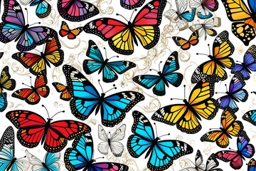 seamless pattern with butterflies Generated Ai Technology