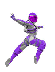 astronaut girl jumping in action