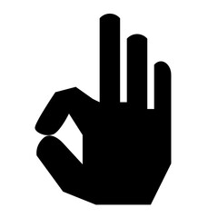 手、OK、お金を表す塗りつぶしスタイルのアイコン