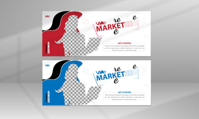 Creative New Business Web Banner Template Design Suitable for Online Class Programs, Marketing, Etc