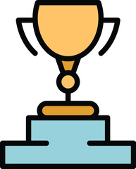 Success trophy icon outline vector. Winner reward. Best results color flat