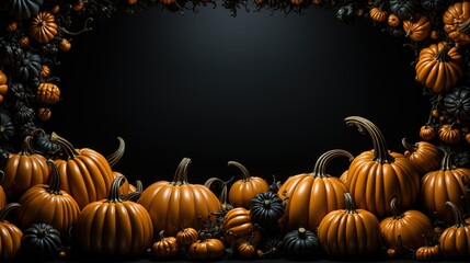 The Halloween background with pumpkins with copy space. Generative AI