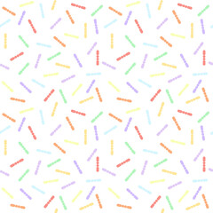 Seamless sweet pastel dotted line sprinkles isolated on white background vector.