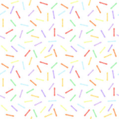 Seamless sweet pastel dotted line sprinkles isolated on white background vector.