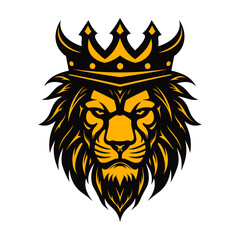 Lion with a crown vector concept digital art hand drawn illustration. Vector Black and White Tattoo King Lion