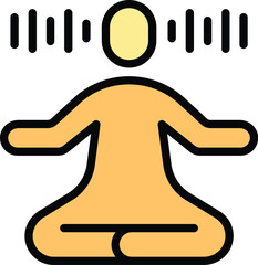 Human meditate icon outline vector. Yoga relax. Healthy mind color flat
