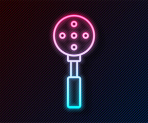 Glowing neon line Spatula icon isolated on black background. Kitchen spatula icon. BBQ spatula sign. Barbecue and grill tool. Vector