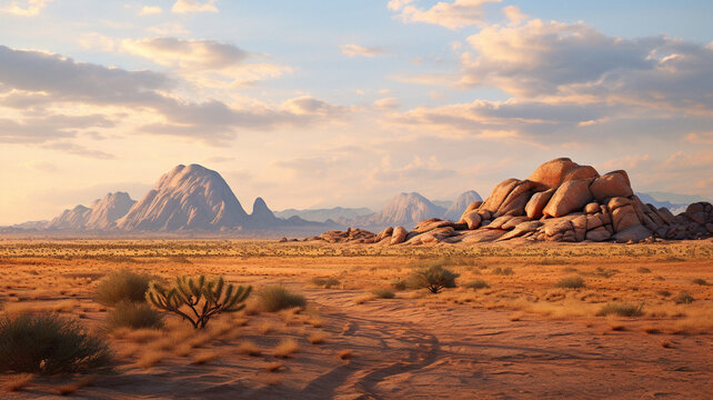 Desert themed scenery background, created with generative AI technology