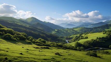 Green plains themed scenery background, created with generative AI technology