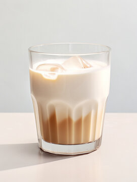 An iced coffee with milk, created with generative AI technology