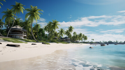 Fototapeta na wymiar A tropical beach scenery background, created with generative AI technology