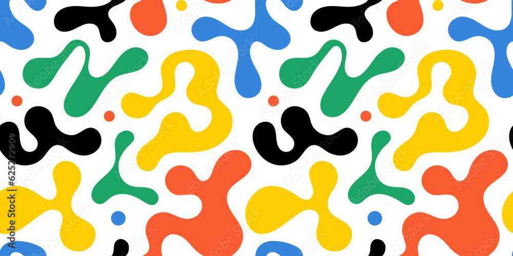 Poster colorful abstract doodle shape seamless pattern. creative minimalist style art background, trendy de