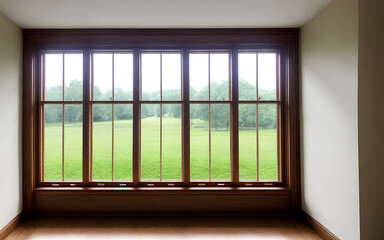 Photorealistic view window from indoor. Window for background