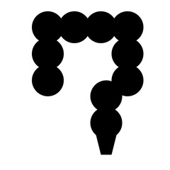 人体、大腸を表す塗りつぶしスタイルのアイコン