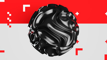 3d abstract black sphere. Graphic design background. 3d rendering