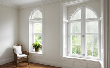 Photorealistic view window from indoor. Window for background