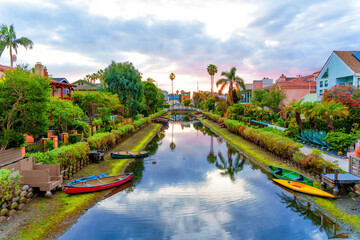 Sunset View from Bridge at Venice Canal's Serenity