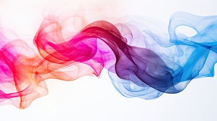 Swirl of multicolored smoke against a stark white background, emanating a sense of mystery. Generative AI