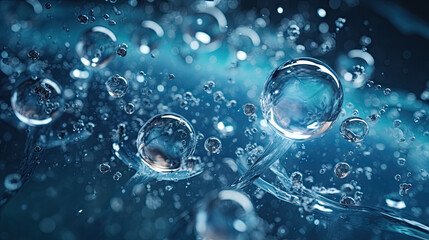 Cascading droplets of water suspended in time. Generative AI