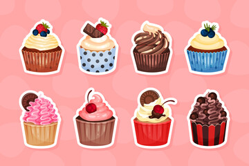 Tasty Cupcake as Treet and Sweet Dessert Vector Set
