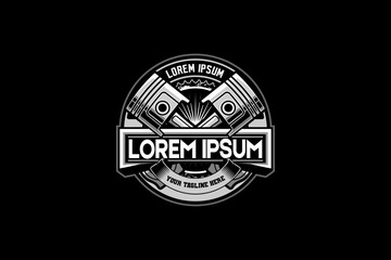 Gear with piston vector logo template