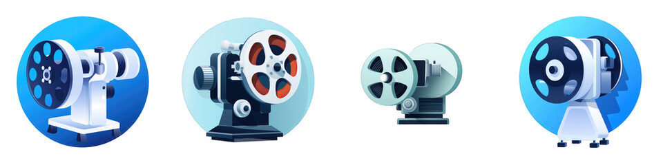 Obraz premium Film Projector clipart collection, vector, icons isolated on transparent background