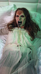 Exorcist Demon Girl in night gown  - obrazy, fototapety, plakaty