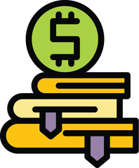 Book price icon outline vector. Sale offer. Cheap label color flat