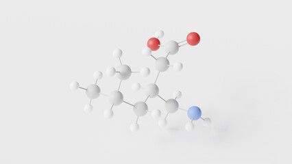 pregabalin molecule 3d, molecular structure, ball and stick model, structural chemical formula anticonvulsants