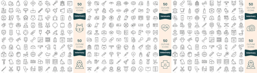 300 thin line icons bundle. In this set include venezuela, veterinary
