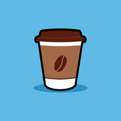 Coffee Drink Cup vector on blue background. Coffee Vector illustration of fast food. Junk food.