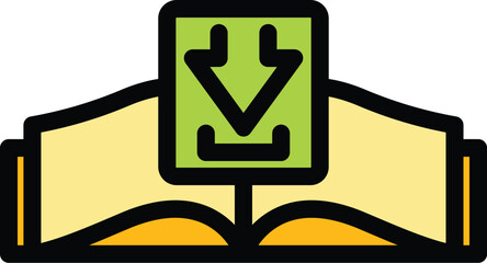Download ebook icon outline vector. Digital book. Tablet library color flat