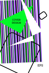 Cover design in Memphis style. Geometric design, abstract background. Fashionable bright cover, banner, poster, booklet. Creative colors.