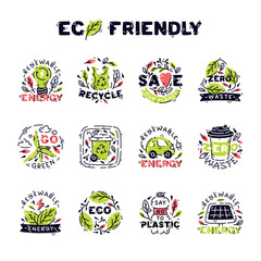 Eco Friendly Badges and Ecology Emblem Vector Set