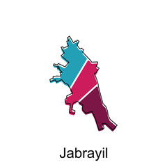 map of Jabrayil vector design template, national borders and important cities illustration on white background
