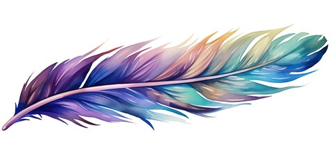 AI Generated. AI Generative. Single abstract drawing painting feather vibrant colors. Fly nature elegance concept vibe light air